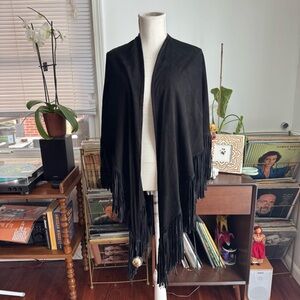 Perez Sanz Black Suede Fringe Cape